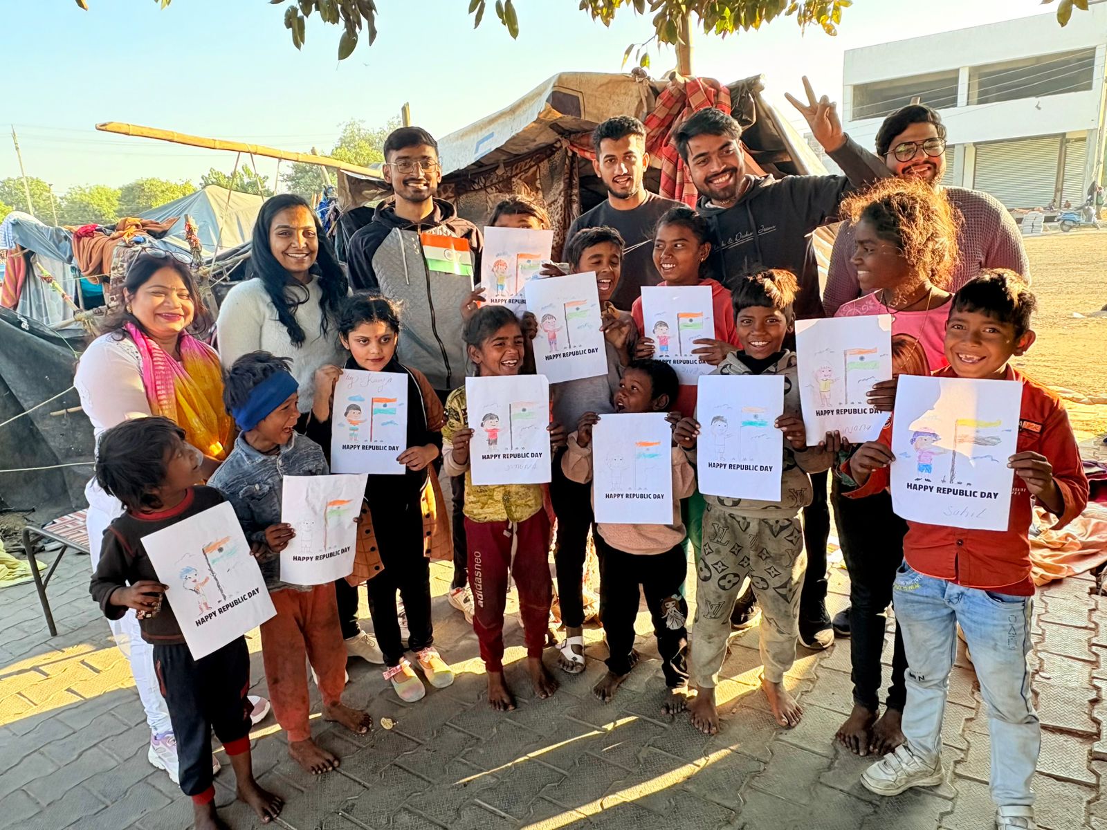 Volunteers helping community